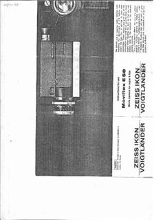 Zeiss Ikon Moviflex Super-8 manual. Camera Instructions.